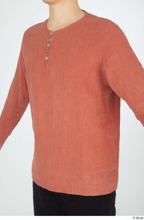 Brett casual dressed orange linen shirt upper body 0002.jpg